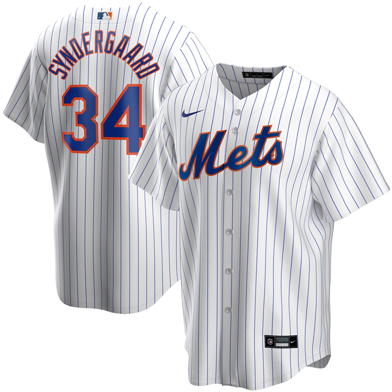 2020 MLB Men New York Mets 34 Noah Syndergaard Nike White Home 2020 Replica Player Jersey 2